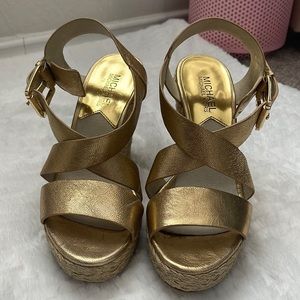 Used Michael Kors Gold Leather Espadrilles